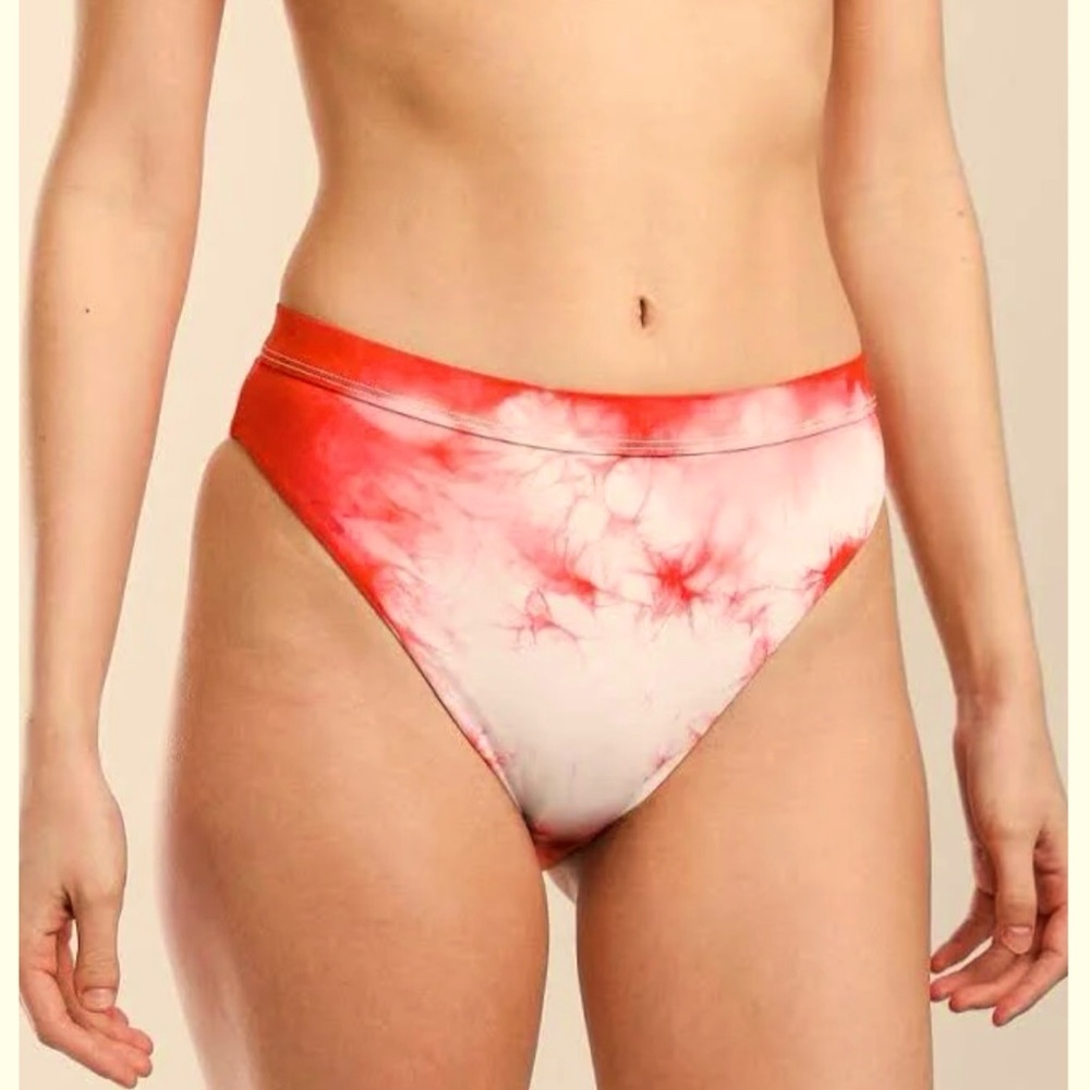 🆕  DIPPIN’ DAISY’S HOT CORAL WHITE TIE DYE BIKINI BOTTOM
